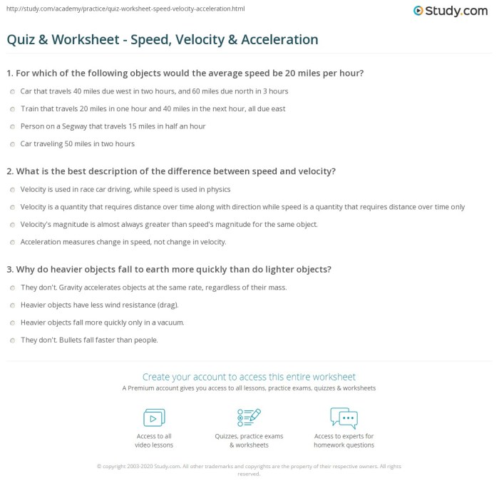 Speed and velocity worksheet with answers