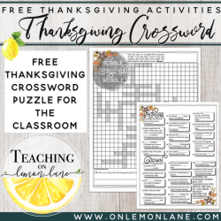 Thanksgiving crossword puzzle answer key