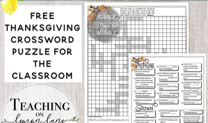 Thanksgiving crossword puzzle answer key